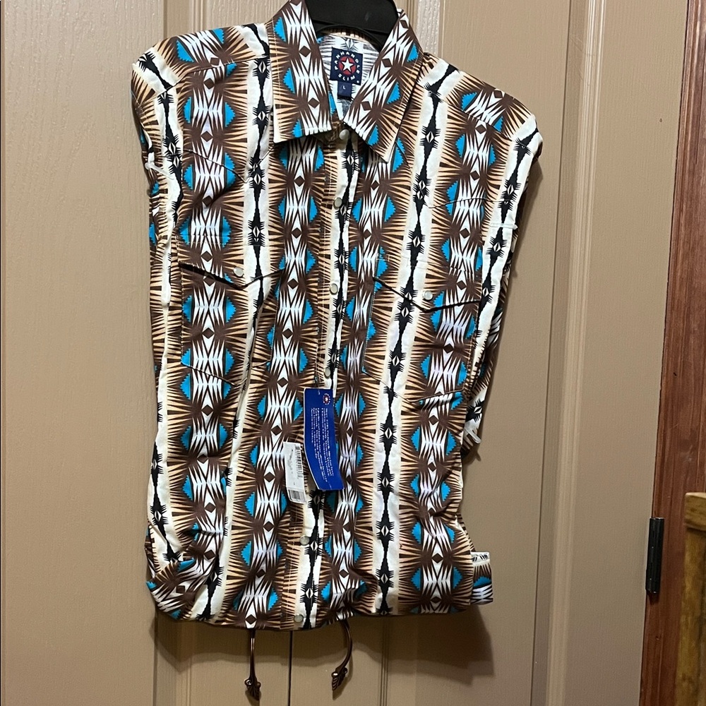 Panhandle Slim Geometric Blue and Brown Shirt